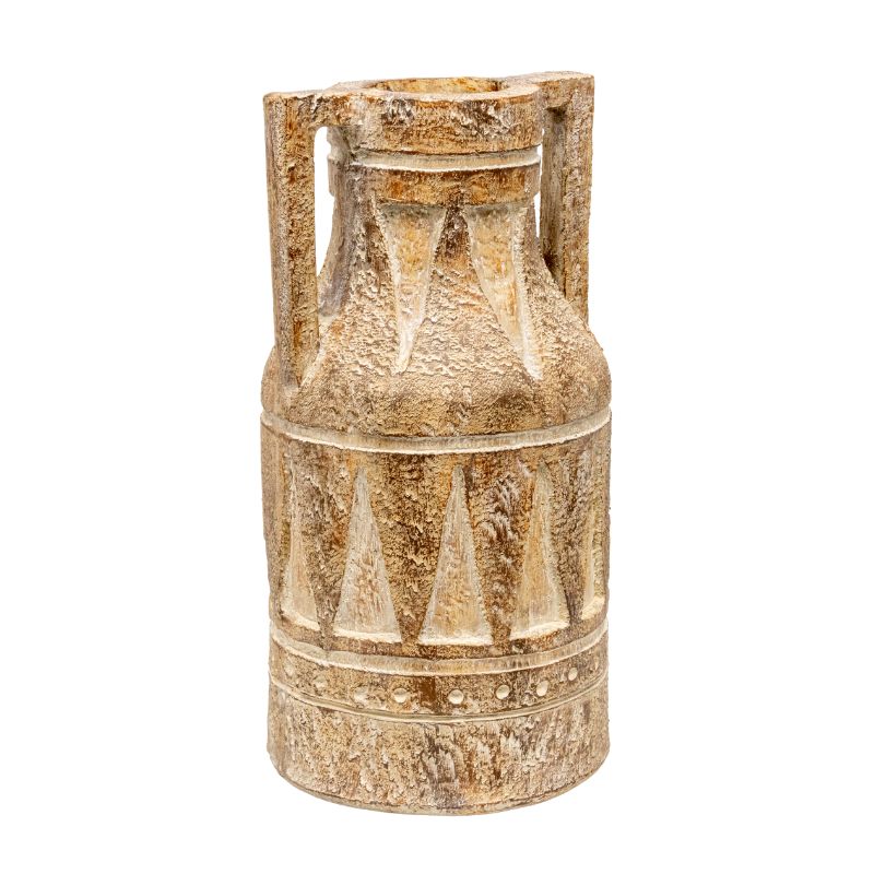 Aged Tribal Style Decorative Urn / Dried Flower Vase 46cm - VogueDecor.au